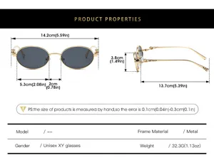 Retro oval metal sunglasses for women, fashion vintage sun glasses with UV protection.