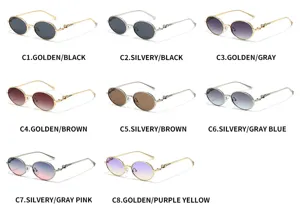 Retro oval metal sunglasses for women, fashion vintage sun glasses with various color lenses.