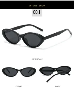 Retro black oval cat eye sunglasses for women men fashion vintage trendy sun glasses