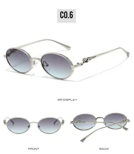 Stylish vintage oval metal sunglasses for women with gradient lenses and luxury leopard temples.