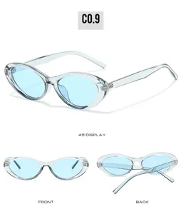 Transparent frame cat eye sunglasses vintage oval sun glasses trendy eyewear details view.