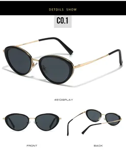 New trendy oval metal sunglasses for women, fashion small frame sun glasses with chic street style.