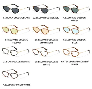 Trendy narrow cat eye sunglasses for women and men, stylish UV protection shades variant.