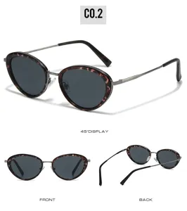 Trendy oval metal sunglasses for women, chic small frame sunnies, perfect for street fashion.