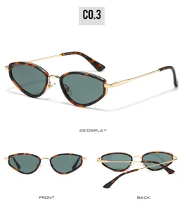 Trend narrow frame cat-eye sunglasses for women and men, stylish UV protection eyewear.