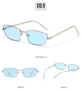 Modische Sonnenbrille mit Metallrahmen und hellblauen Gläsern für Damen und Herren Streetwear