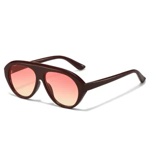 Fashion shield sunglasses for women men, trendy thick PC frame with gradient lenses UV400.