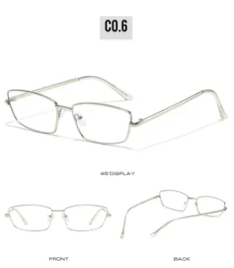 Retro schmale Metall quadratische Brille stilvolle goldene optische Brillen fuer Streetwear