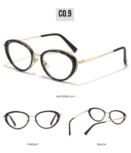 Stylish women oval metal eyeglasses with tortoise shell frame chic fashion eyewear 1pc