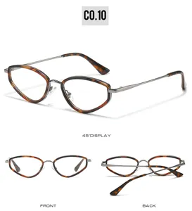 Trendy narrow cat eye sunglasses for women men vintage tortoiseshell optical glasses