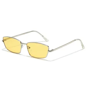Vintage Metall Schmale Quadratische Sonnenbrille Für Männer Frauen Retro Port Stil UV400 Sonnenbrillen Streetwear Brillen