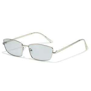 Metall schmale Fassung Sonnenbrille Vintage quadratisch kleine Rahmen Brille Damen
