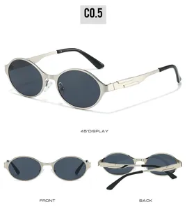 Metal oval sunglasses for men and women, retro fashion UV protection sun eyewear.