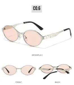 Metal oval frame fashion sunglasses with sun protection lenses for men and women stylish.