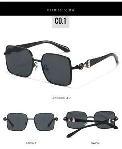 Fashion square sunglasses for women, oversized UV400 protection shades, chic street style eyewear.