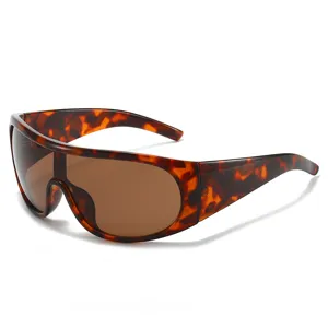 Oversized shield sunglasses tortoise shell frame brown lenses for women outdoor sports