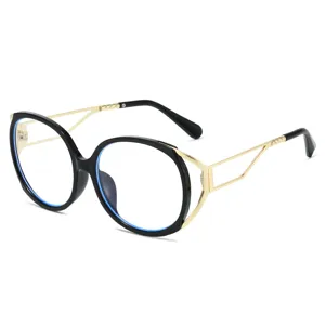 Retro cat eye anti blue light glasses stylish black frame with gold temples for women daily wear