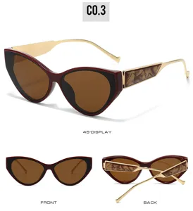 Stylish cat-eye sunglasses for women and men, featuring metal temples and gradient lenses.