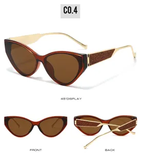Classic cat-eye sunglasses with gradient lenses and stylish metal temples for women.