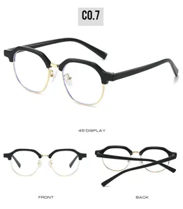 Fashion half-frame glasses with black frame and gold metal details for daily street style wear.