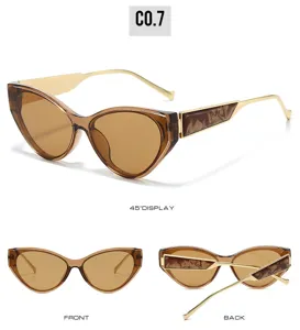 Stylish women's cat-eye sunglasses with gradient brown lenses and chic metal temples for daily wear.