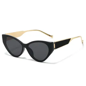 Fashion Cat Eye Sunglasses For Women Men Retro Metal Splice Gradient Lenses Trendy Chic Eyewear UV400 Protection