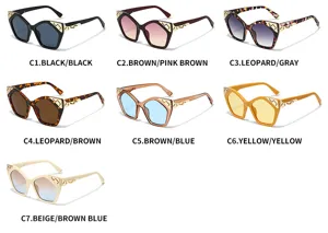 Fashion cat eye sunglasses for women, trendy metal decor outdoor sun protection eyewear styles.