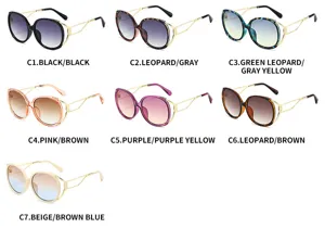 Large frame oval fashion sunglasses women vintage metal temple gradient shades stylish eyewear