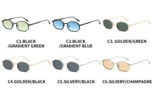 Vintage polygonal small frame sunglasses, trendy ins style retro metal sun glasses