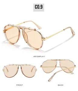 Trendy retro square sunglasses with clear frame and gradient lenses for daily fashion wear.