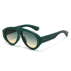 Unisex Oversized Flat Top Sunglasses Fashion Hip-Hop Street Style Retro Thick Frame Sun Glasses UV400 Eyewear