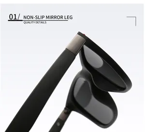 Sunglasses temple detail view, showing non-slip design and durable TR90 material build.