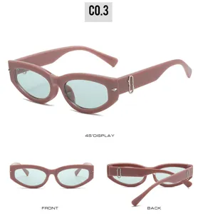 Vintage roze kattenoog zonnebril voor dames en heren stijlvolle hiphop bril chic.