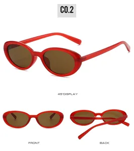 Trendy retro cat-eye sunglasses with bold red frames and brown UV-protection lenses for daily chic.