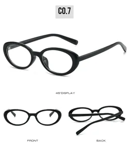Trendy retro cat-eye glasses with black frame multi-angle studio detail display.
