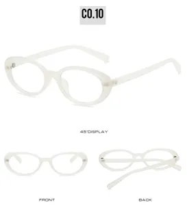 Trendy retro clear frame cat-eye glasses, fashionable transparent optical eyewear for women.