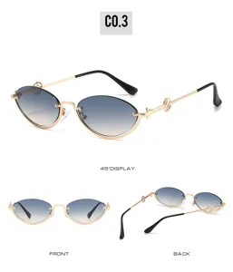Modische ovale Verlaufs-Sonnenbrille mit Metall-Halbgestell für stilvolle Streetwear-Looks.