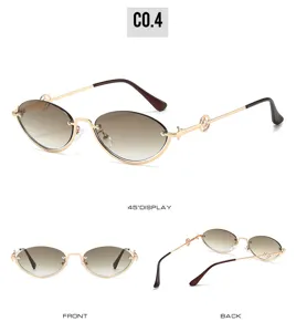 Modische ovale Sonnenbrille mit Farbverlauf und Metallgestell für Damen und Herren.