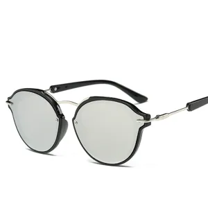 Trendy round frame sunglasses with metal details, stylish UV protection eyewear for daily wear.