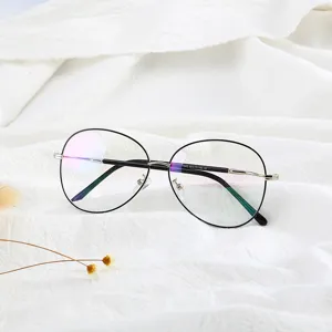 Korean style oval metal eyeglasses frame for student flat light glasses with clear lenses 1945