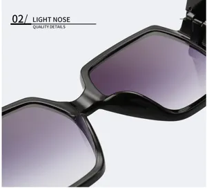 Lunettes de soleil carre mode grand format avec verres degrade vue detaillee style