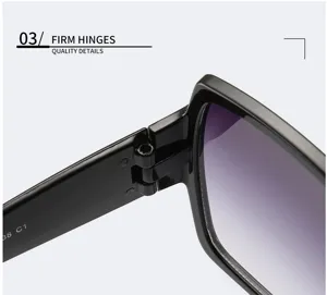 Gros plan sur la charnière de lunettes robuste avec cadre noir et conception durable.