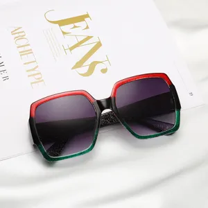 Lunettes de soleil grand cadre carré tendance européenne américaine mode paillettes colorées