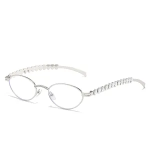 Mode Y2K Ovale Metall Sonnenbrille Strass Herz Kleiner Rahmen Brille Für Damen Trendige Vintage Sonnenbrillen