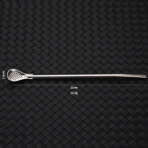 Stainless steel bombilla straw spoon, 21cm long mate tea filter spoon, detachable design.