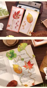 Retro metal leaf bookmark hollow out vintage student gift book page clip stationery decor