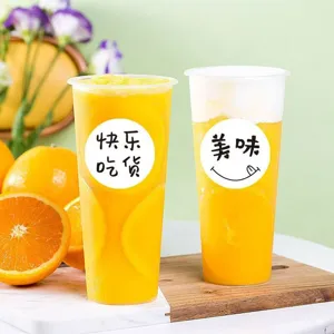 Süße runde Aufkleber Rolle für Milchtee Becher und Dessert Verpackung Deko Etiketten 500St