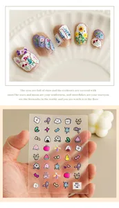 Leuke cartoon doodle 3D in reliëf nagelstickers set DIY zoete stijl nail art decoratie