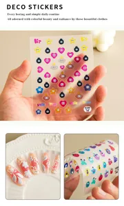 3D schattige cartoon graffiti reliëf nagelstickers DIY kleurrijke manicure decoratie