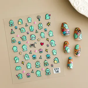 Schattige cartoon dinosaurus 3D in reliëf nagel stickers DIY manicure decoratie set
